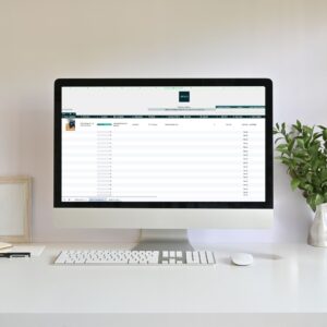 The Organized You Home Inventory Tracker Google Sheets workbook displayed on a desktop computer for home inventory, insurance documentation, and move planning.