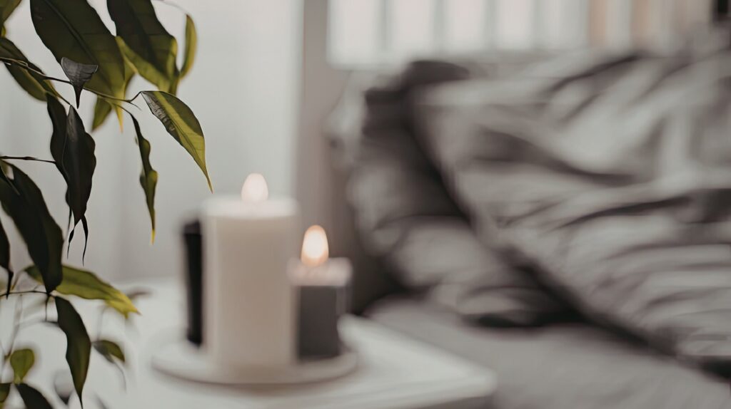 serene bedroom candles home energy reset